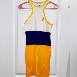 Zara White Yellow and blue Smiley Tank Dress